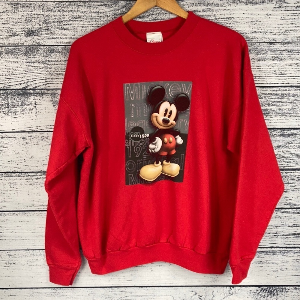 Disney Mickey Mouse Pullover Crew Neck Red Sweater